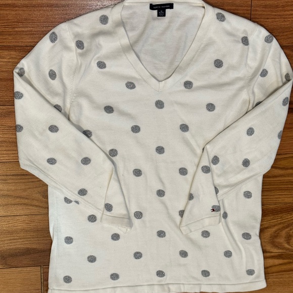 Ladies Tommy Hilfiger Cotton Blend V-neck sweater - Picture 1 of 10